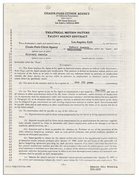 Richard Harris Contract Signed