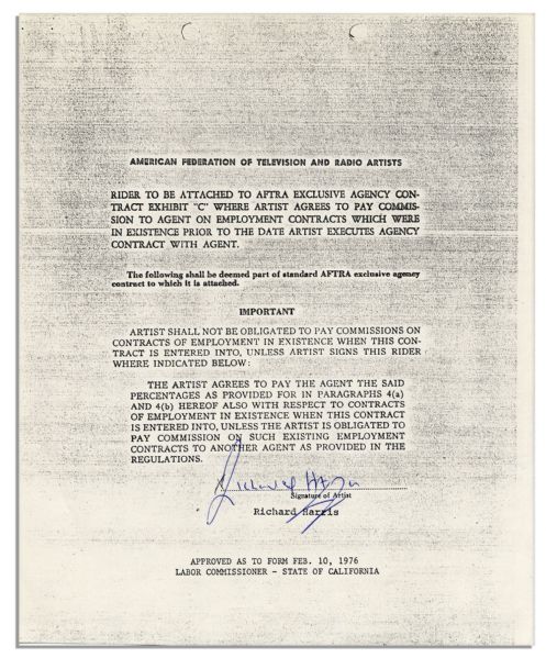 Richard Harris Contract Signed