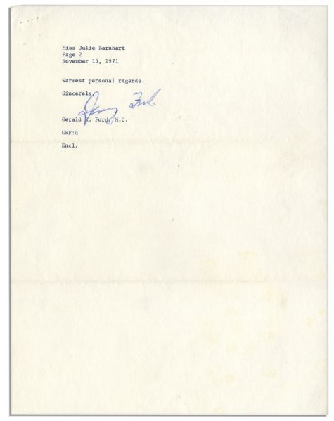 Gerald Ford 8'' x 10'' Photo Signed & Typed Letter Signed as Republican Minority Leader -- Ford Writes of ''...the protection of wild horses...''