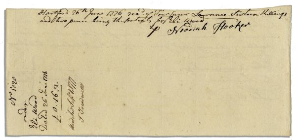 Benedict Arnold 1776 Document Pertaining to One of His Soldiers in the Continental Army