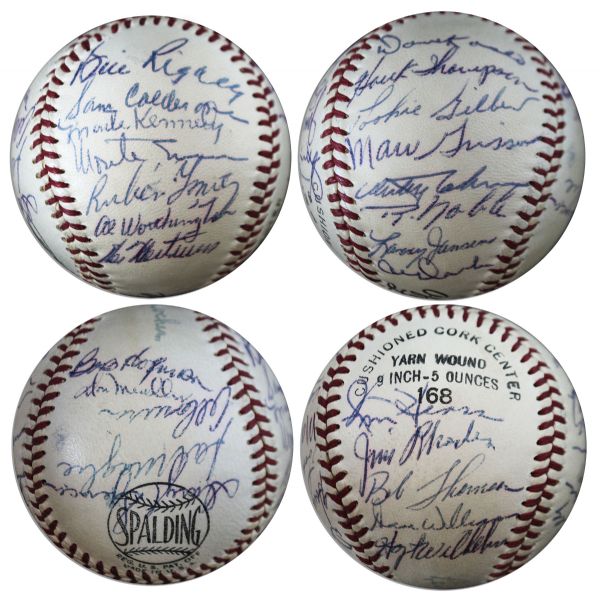 1953 New York Giants Baseball With 24 Signatures -- Including HOFers Hoyt Wilhelm & Monte Irvin -- Plus Bill Rigney, Dusty Rhodes, Bobby Thomson & Others -- With PSA/DNA COA