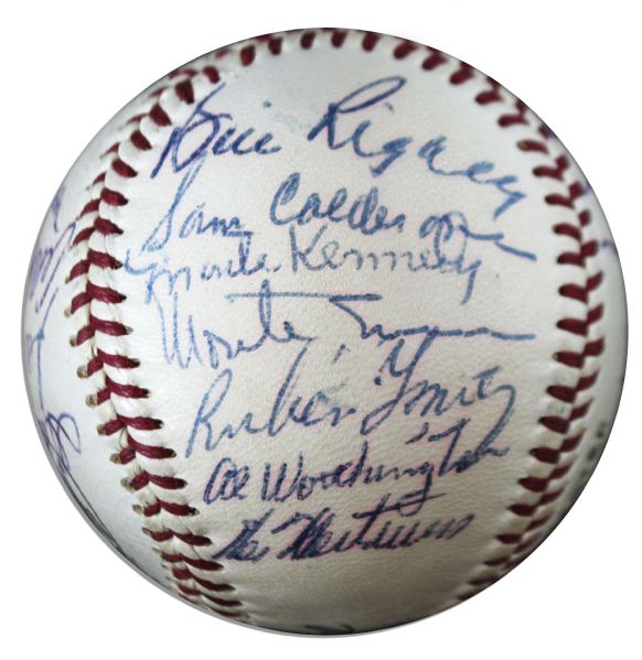 1953 New York Giants Baseball With 24 Signatures -- Including HOFers Hoyt Wilhelm & Monte Irvin -- Plus Bill Rigney, Dusty Rhodes, Bobby Thomson & Others -- With PSA/DNA COA