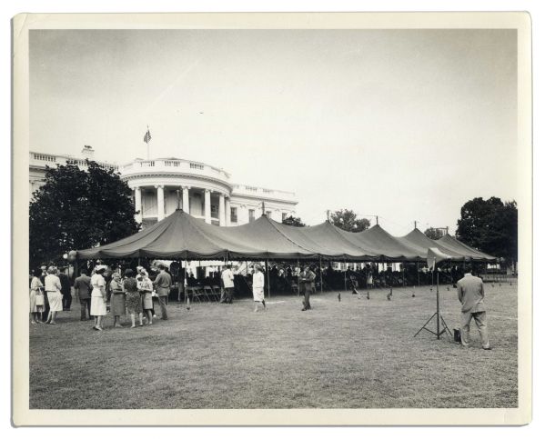 Original Photo of JFK at the White House -- Taken on the White House Lawn at Jackie Kennedy's First Concert For Crippled Children in 1961