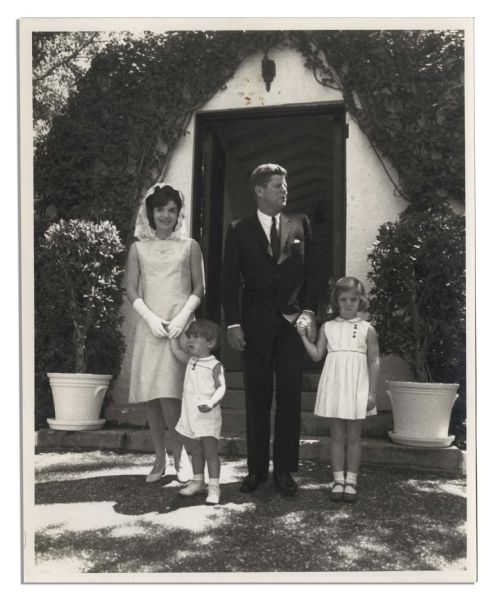 Lot of 5 Photographs of JFK and Jackie Kennedy -- Includes Solo Portraits Along With Photographs of the Kennedy Children