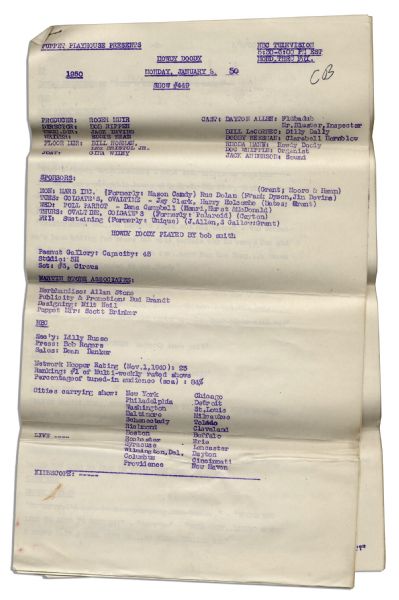 Script From ''The Howdy Doody Show'' -- Episode #449 -- From the Bob Keeshan Estate