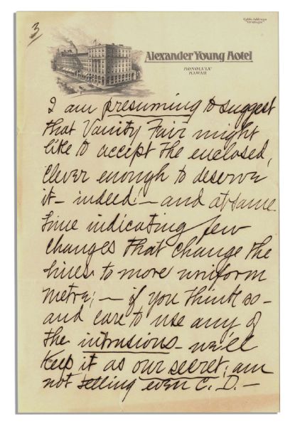 Letters by Clarence Darrow's Wife Regarding the Massie Trial -- ''...we both are 'sold' to your Kentucky-ian, 'Tommy' Massie. No finer fellow ever sat in a witness chair for himself...''
