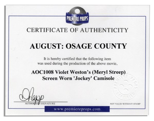 Meryl Streep Screen-Worn Camisole From Her Best Actress Oscar-Nominated Role in ''August: Osage County''