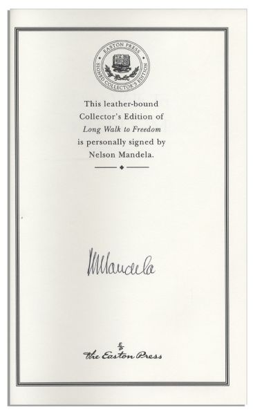 Nelson Mandela Signed Copy of His Autobiography ''Long Walk to Freedom'' -- Beautiful, Fine Edition
