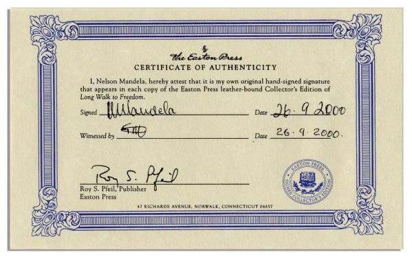 Nelson Mandela Signed Copy of His Autobiography ''Long Walk to Freedom'' -- Beautiful, Fine Edition