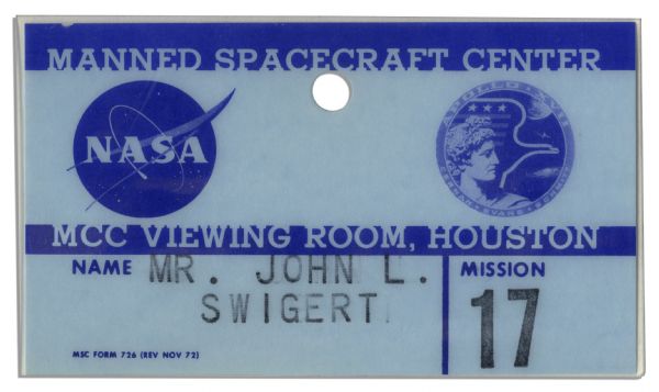 Jack Swigert Personally Owned NASA Lot of Apollo Badges, Launch Tickets & Return Passes