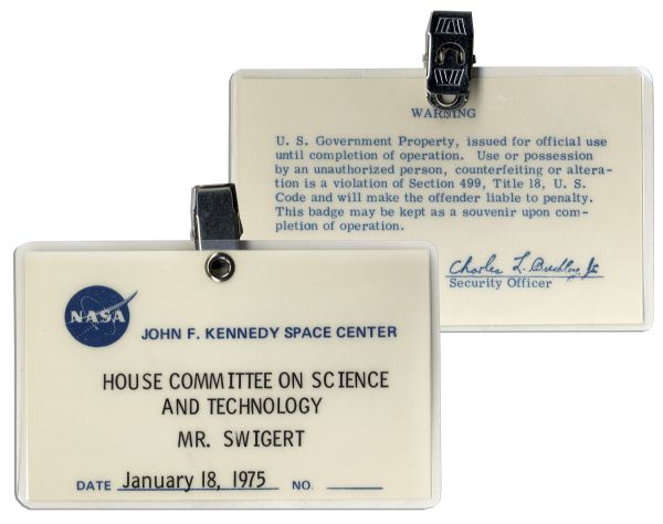 Jack Swigert Personally Owned NASA Lot of Apollo Badges, Launch Tickets & Return Passes