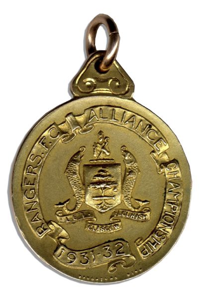 Scottish Football Alliance (Reserve League) Rangers Gold Winners Medal From the 1931 Season
