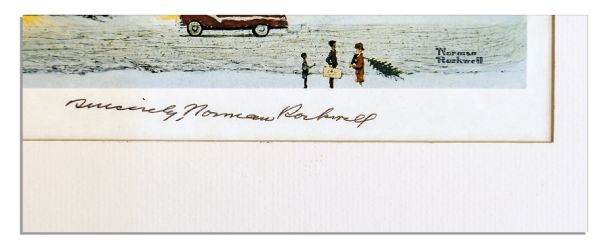 Master of Americana, Norman Rockwell Signed Print of ''Stockbridge Main Street at Christmas''