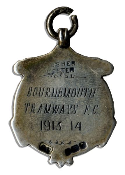 Bournemouth & District Junior Football League 1913-1914 Silver Medal -- Awarded to the Bournemouth Tramways Football Club