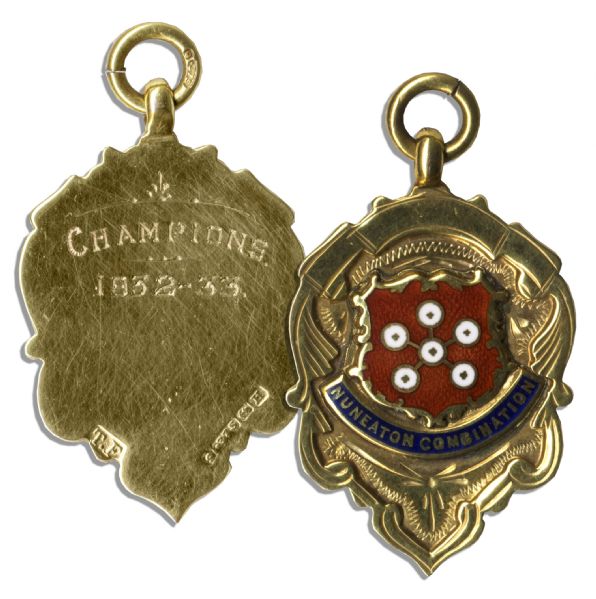 Nuneaton Combination Football Gold Medal From the 1932-1933 Season