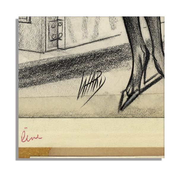 Signed Pencil and Ink Illustration Drawn by Comic Book Artist Bill Ward -- Originally Drawn for the ''Sextra Laughs'' Comic Series
