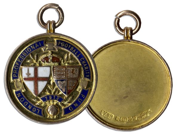 London Football Association Gold Medal Won by Edwin J. Revill of the Queens Park Rangers in 1912 at a Charity Cup