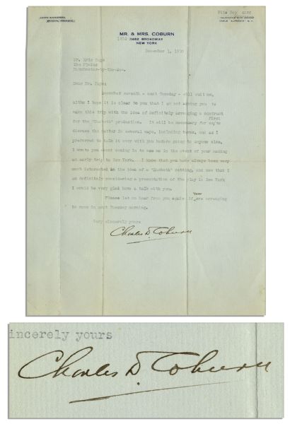 Academy Award-Winning Actor Charles D. Coburn Autograph Letter Signed to Artist Eric Pape -- Regarding ''the MacBeth Production''