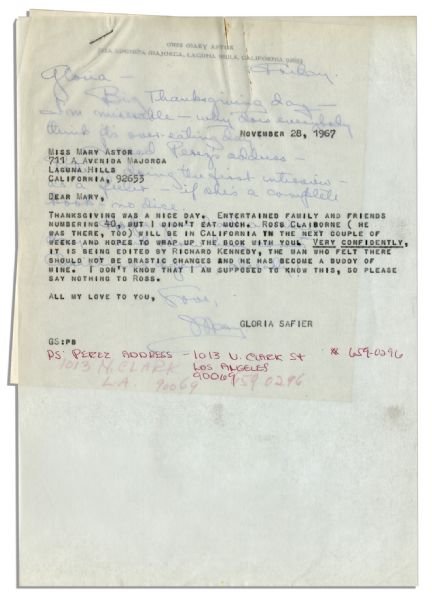 Mary Astor Autograph Letter Signed