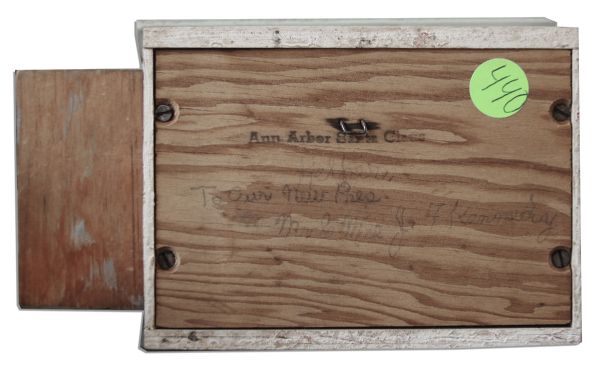 John F. Kennedy Owned Wooden Toy Church -- Together With a Christmas Card Received by JFK as President-Elect