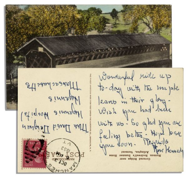 Rose Kennedy Autograph Postcard Signed -- Written From Vermont to Her Maid in Hyannisport in 1953