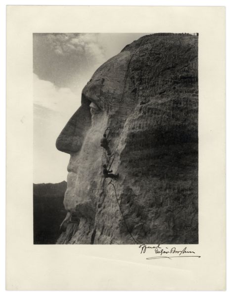 Scarce Mt. Rushmore Photograph Signed by Its Designer Gutzon Borglum  -- 10'' x 12.75''