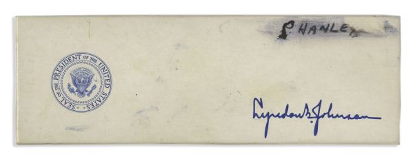 Lyndon Johnson Bill-Signing Pen Used as President -- To Sign Bill Which Increased Basic Pay For Members of the Military at the Height of the Vietnam War