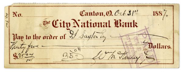 William McKinley Signed Check