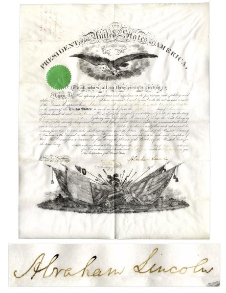 President Abraham Lincoln Military Document Signed From 1863 -- With Full ''Abraham Lincoln'' Signature