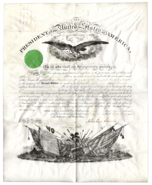 President Abraham Lincoln Military Document Signed From 1863 -- With Full ''Abraham Lincoln'' Signature