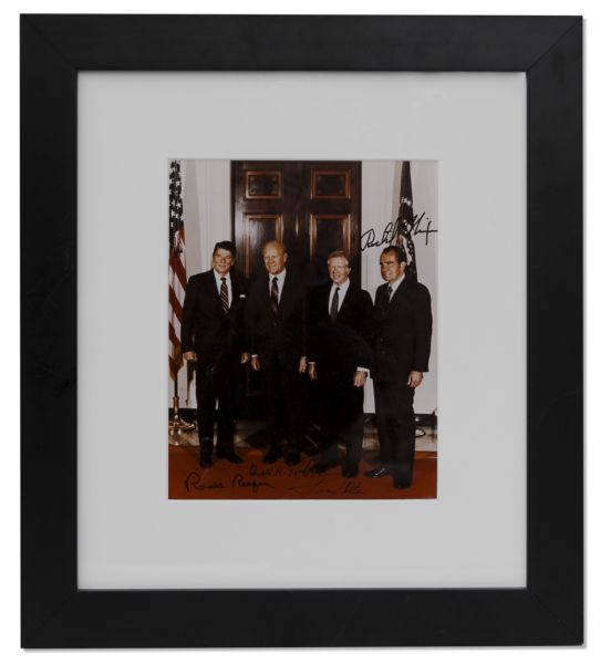 Rare 8'' x 10'' Photograph Signed by Four Presidents -- Signed by Nixon, Ford, Carter and Reagan -- With PSA/DNA COA