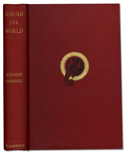 Andrew Carnegie Signed Copy of ''Round The World'' -- Dedicated to Henry P. Ford in 1899