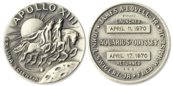 Apollo 13 Flown Robbins Medal -- From the Collection of Jack Swigert, Apollo 13 Command Module Pilot -- Serial Number 153