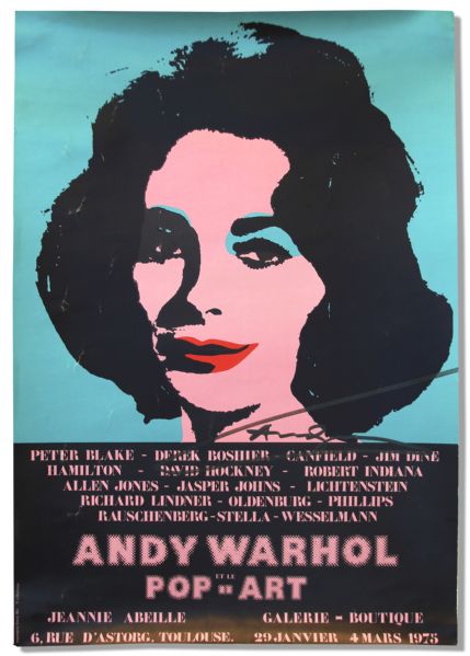 Andy Warhol Signed Poster of His Famous Elizabeth Taylor Masterpiece