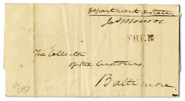 James Monroe Free Frank Signed as Secretary of State