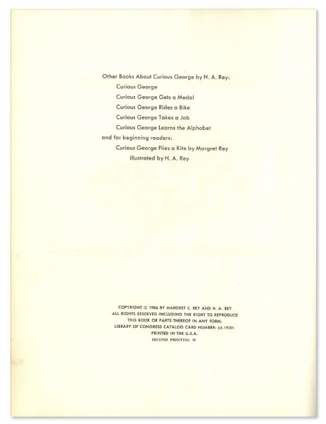 Signed & Hand-Illustrated Copy of ''Curious George Goes to The Hospital'' -- H.A. Rey Inks a Sketch of George With a Dog