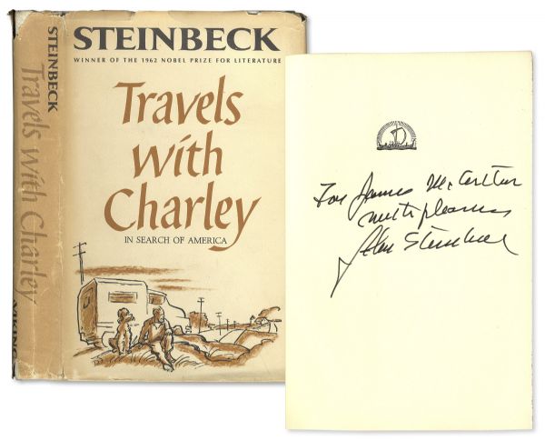 John Steinbeck Signed Copy of ''Travels With Charley'' -- From the Helen Hayes Estate
