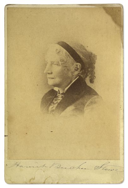 Harriet Beecher Stowe Signed Cabinet Card -- From the Estate of Helen Hayes