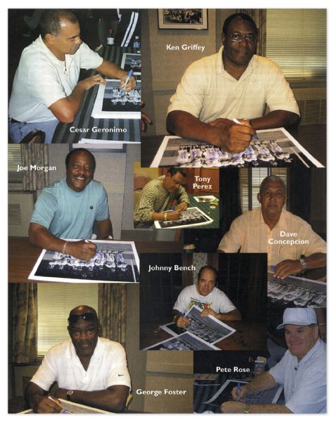 1976 Cincinnati Reds Team-Signed Photograph -- Signed by the Entire Starting Lineup Including Pete Rose & Hall of Famers Joe Morgan, Johnny Bench and Tony Perez