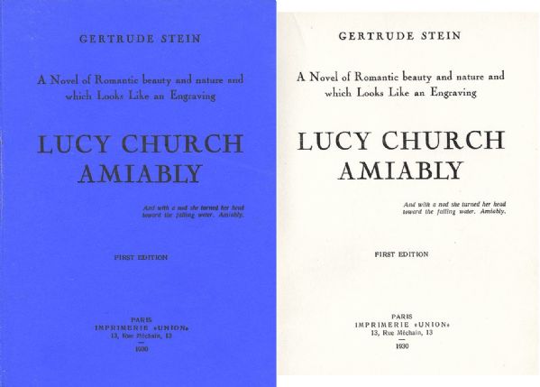 Gertrude Steins Lucy Church Amiably First Edition -- Scarce Book by the Author Who Coined the Term Lost Generation