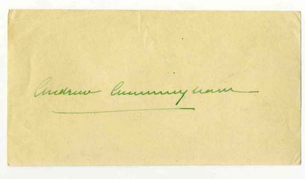 Signature of WWII British Admiral Andrew Cunningham -- Green Ink, 4.5 x 2.5 -- With Envelope & Reply Letter -- Very Good