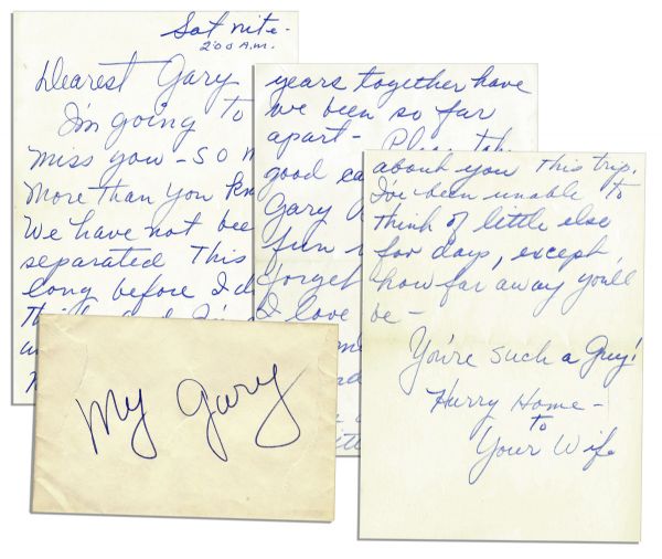 Lucille Ball Handwritten Letter -- ...Im going to miss you - so much more than you know...Ive been unable to think of little else for days, except how far away youll be...