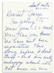 Lucille Ball Handwritten Letter -- ''...I'm going to miss you - so much more than you know...I've been unable to think of little else for days, except how far away you'll be...''