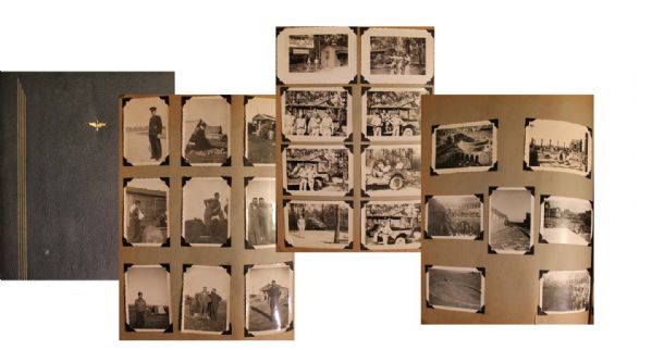 American GIs Personal WWII Photo Album Featuring Pictorial Accounts of North Africa and Italy as Well as Basic Training -- Includes Several Pictures of War Tanks -- Nearly 300 Photos