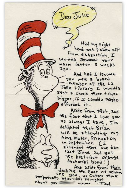 Dr. Seuss Autograph Letter Signed on Cat in the Hat Stationery
