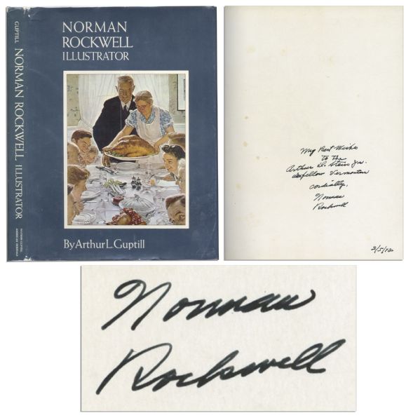 Norman Rockwell Signed Copy of His Biography, Illustrator -- Inscribed to fellow Vermonters