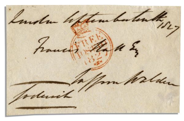 Prime Minister of the United Kingdom, Viscount Goderich F.J. Robinson Free Frank Signed Goderich -- 1827 -- 4.25 x 2.75 -- Very Good