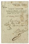 Simon Bolivar Document Signed as Supreme Chief of the Republic -- Large Signature