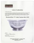 ''Perry Mason'' TV Guide Award Nomination Bowl From 1963 -- Personally Owned by Raymond Burr