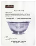 ''Perry Mason'' TV Guide Award Nomination Bowl From 1964 -- Personally Owned by Raymond Burr